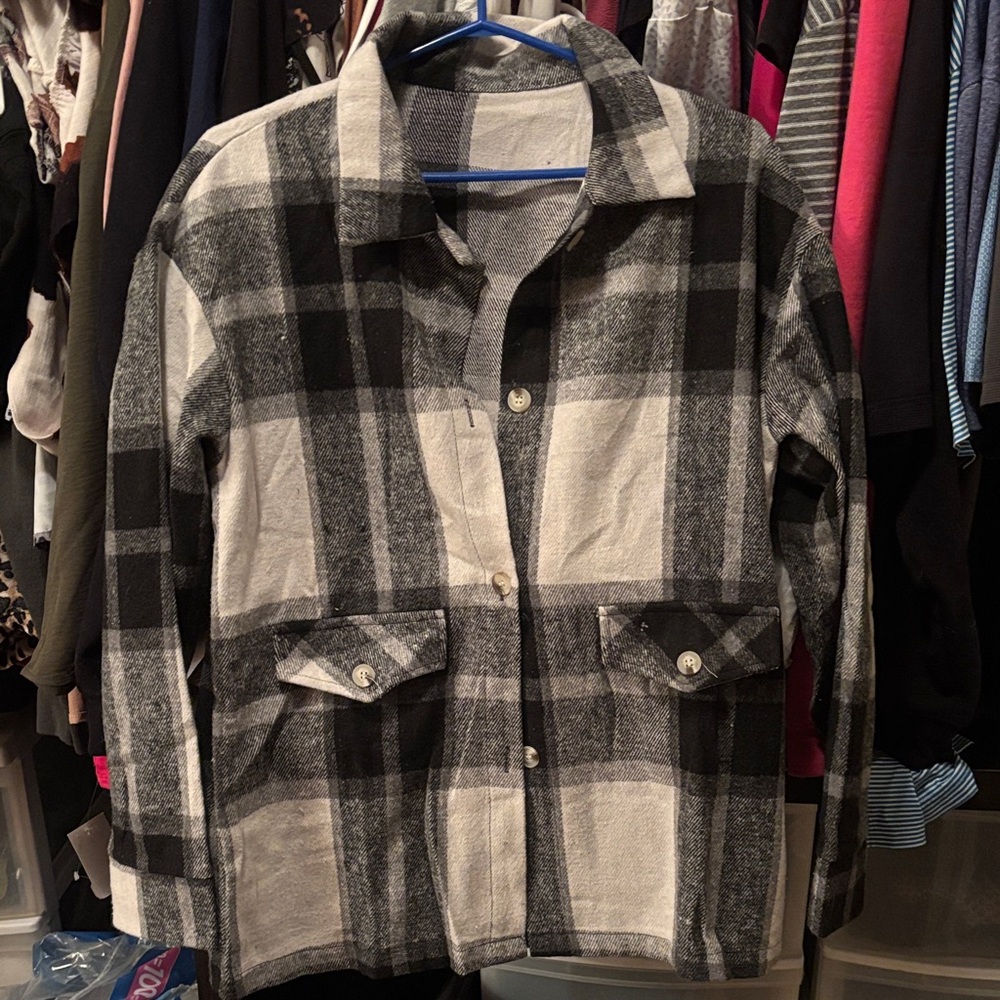 SOLD- Plaid Button-Up Jacket